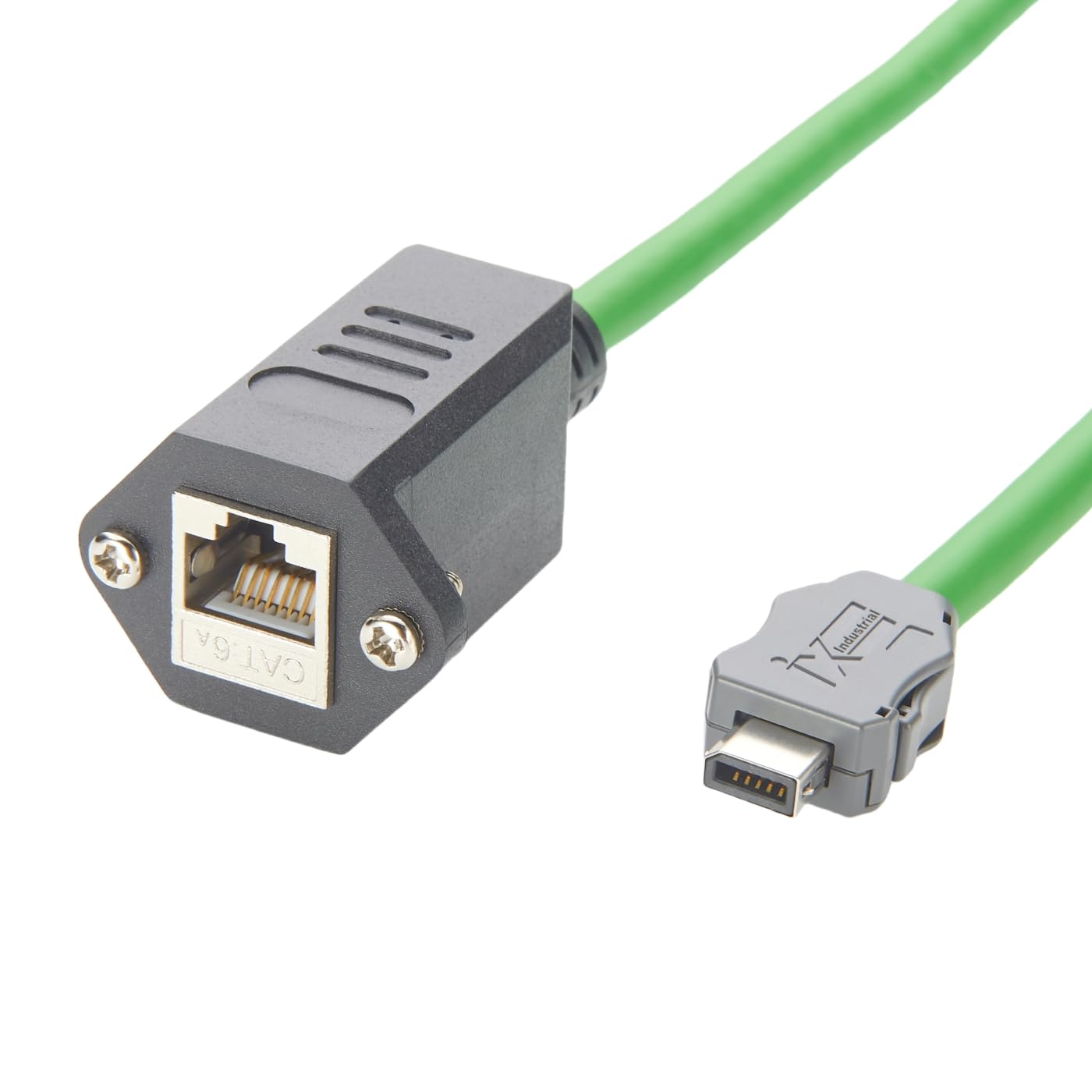 IX40G-B-10S-CV(7.0) IX B Key to RJ45 Female Extension Cable, Screw Panel Mount RJ45 Modular Jack Industrial Cat6A Ethernet Shielded Connector