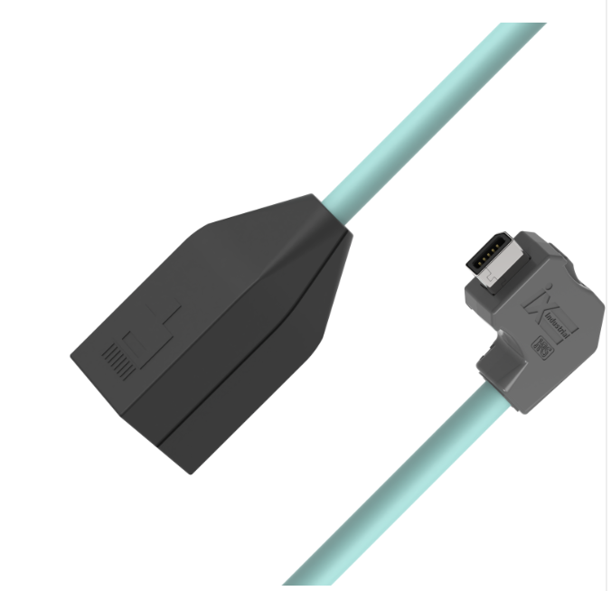 IX A-key upward angled to RJ45 female CAT6A Ethernet cable