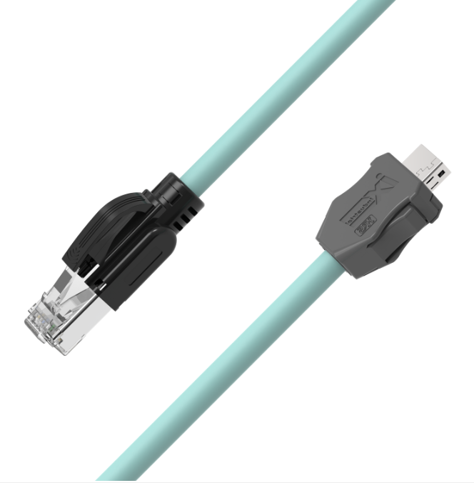 IX A-key to RJ45 male CAT6A industrial Ethernet cable