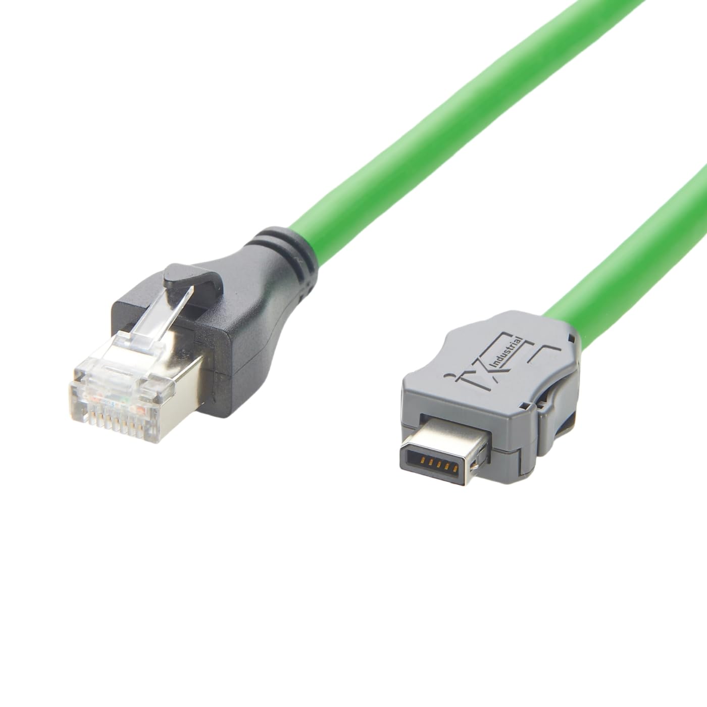IX Industrial Cat6A Ethernet Extension Cable, IX40G-B-10S-CV(7.0) B Key to RJ45 Plug 10Gbps Shielded SFTP Industrial Camera Connector