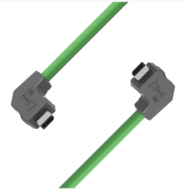IX industrial CAT6A Ethernet cable with IX B-Key up angled connectors
