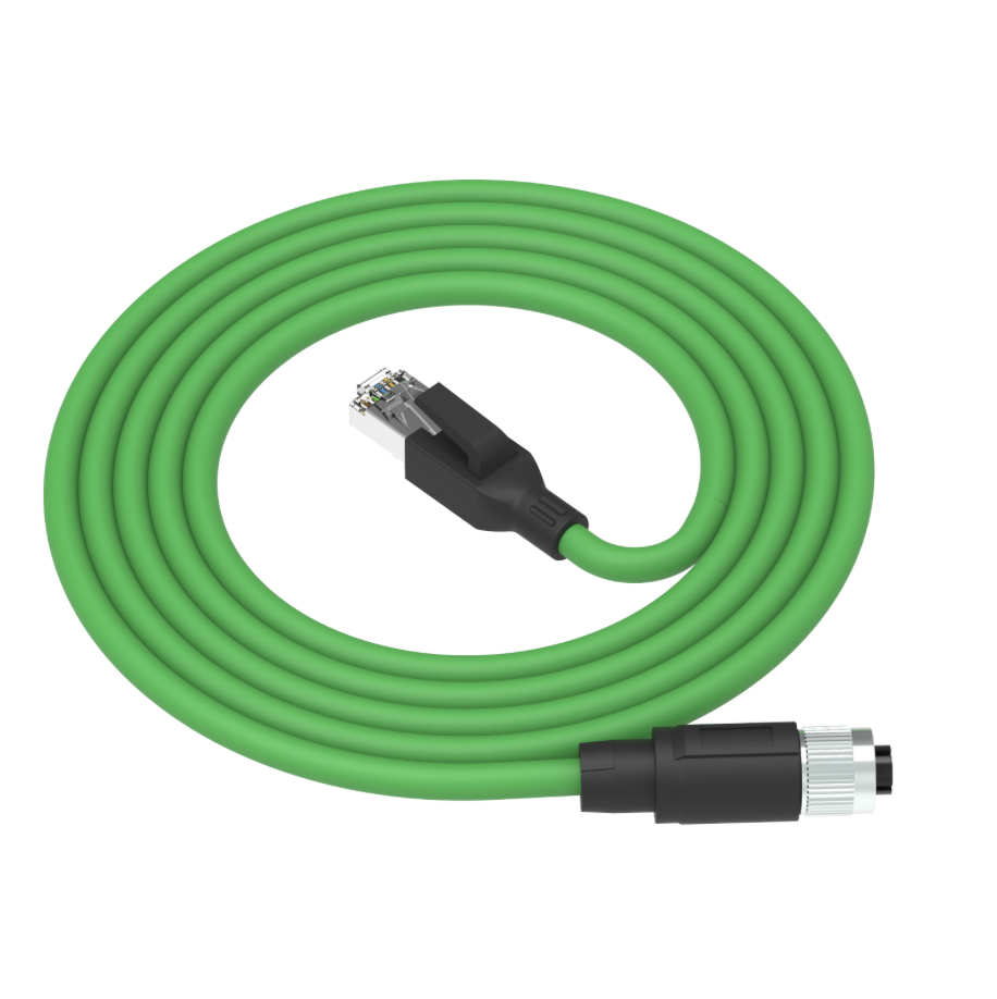 Industrial M12 X-code CAT6A shielded drag chain Ethernet cable