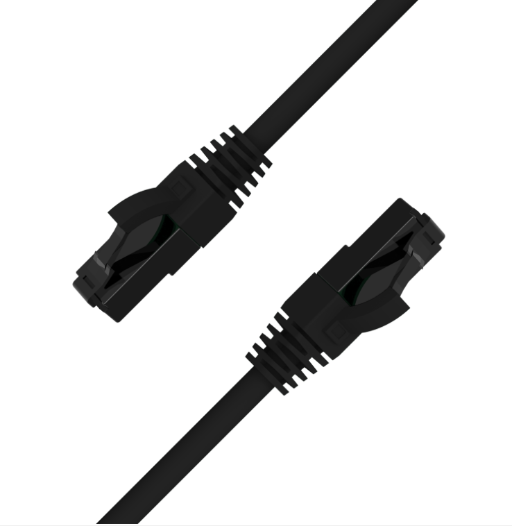 Industrial black CAT6 Ethernet patch cable with ultra-flexible TPE jacket