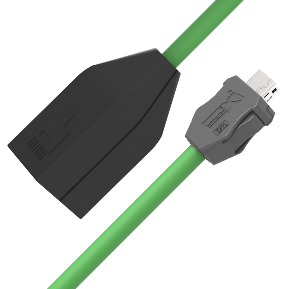 Industrial ix A-key to RJ45 Ethernet cable with PUR jacket