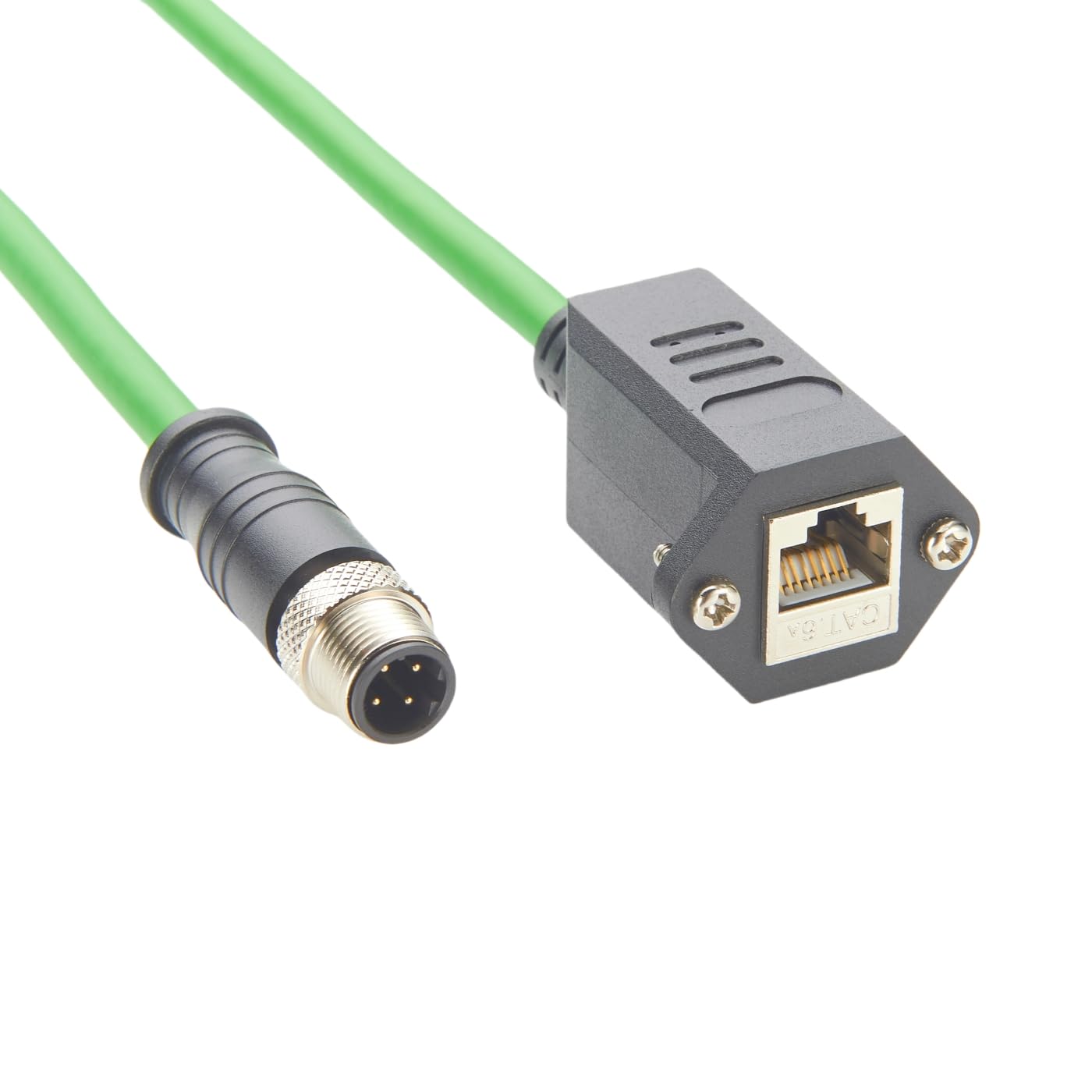 Profinet M12 4Pin D Code to RJ45 Female Industrial Cat6A Ethernet Extension Cable Screw Panel Mount IP67 Shielded Industrial Camera Cable