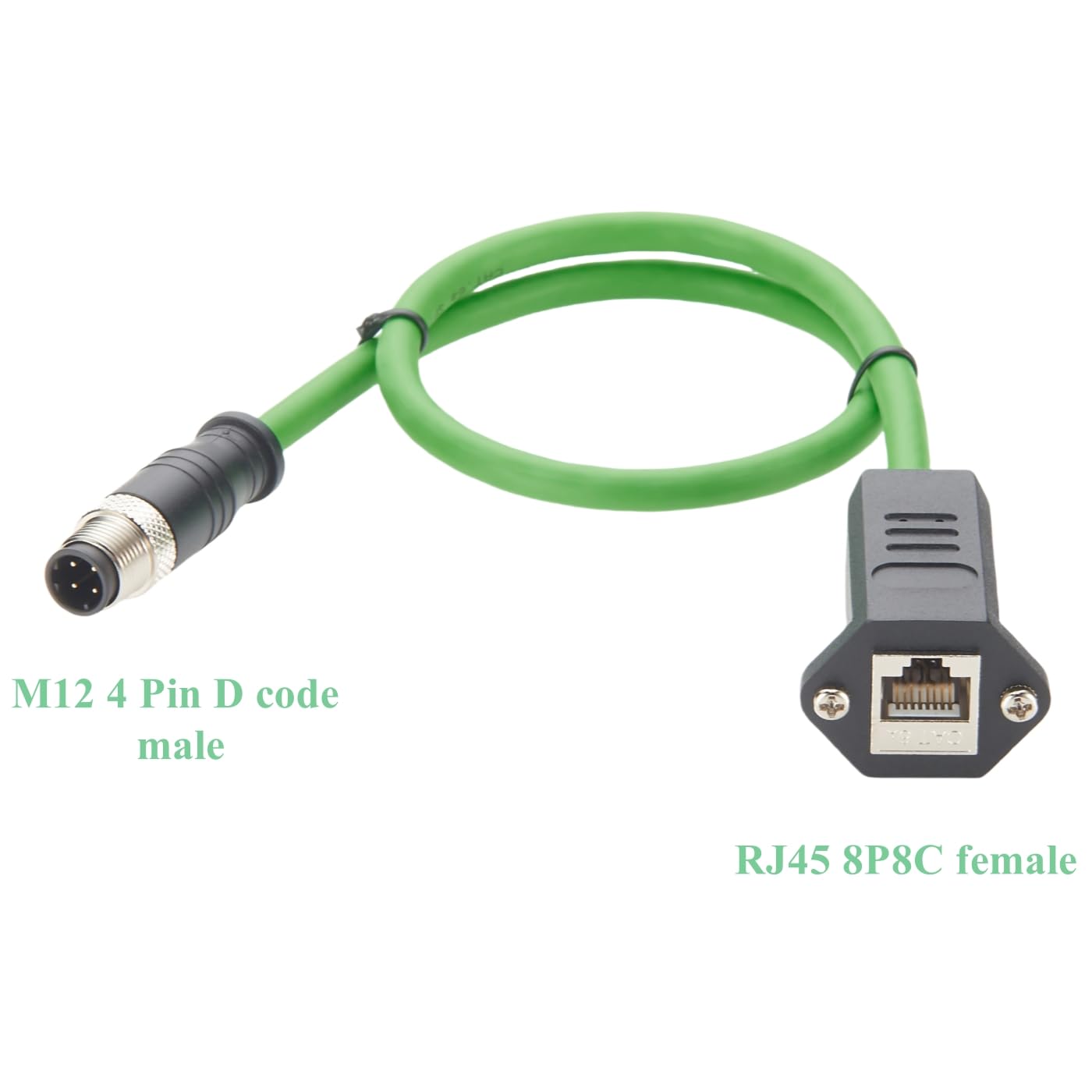 Profinet M12 4Pin D Code to RJ45 Female Industrial Cat6A Ethernet Extension Cable Screw Panel Mount IP67 Shielded Industrial Camera Cable