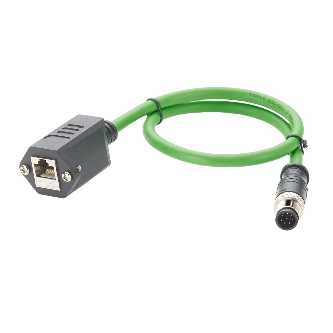 M12 8Pin A Code to RJ45 Female Industrial Cat6A Ethernet Extension Cable, with Screw Lock IP67 10Gbps Shielded GigE Vision Connector