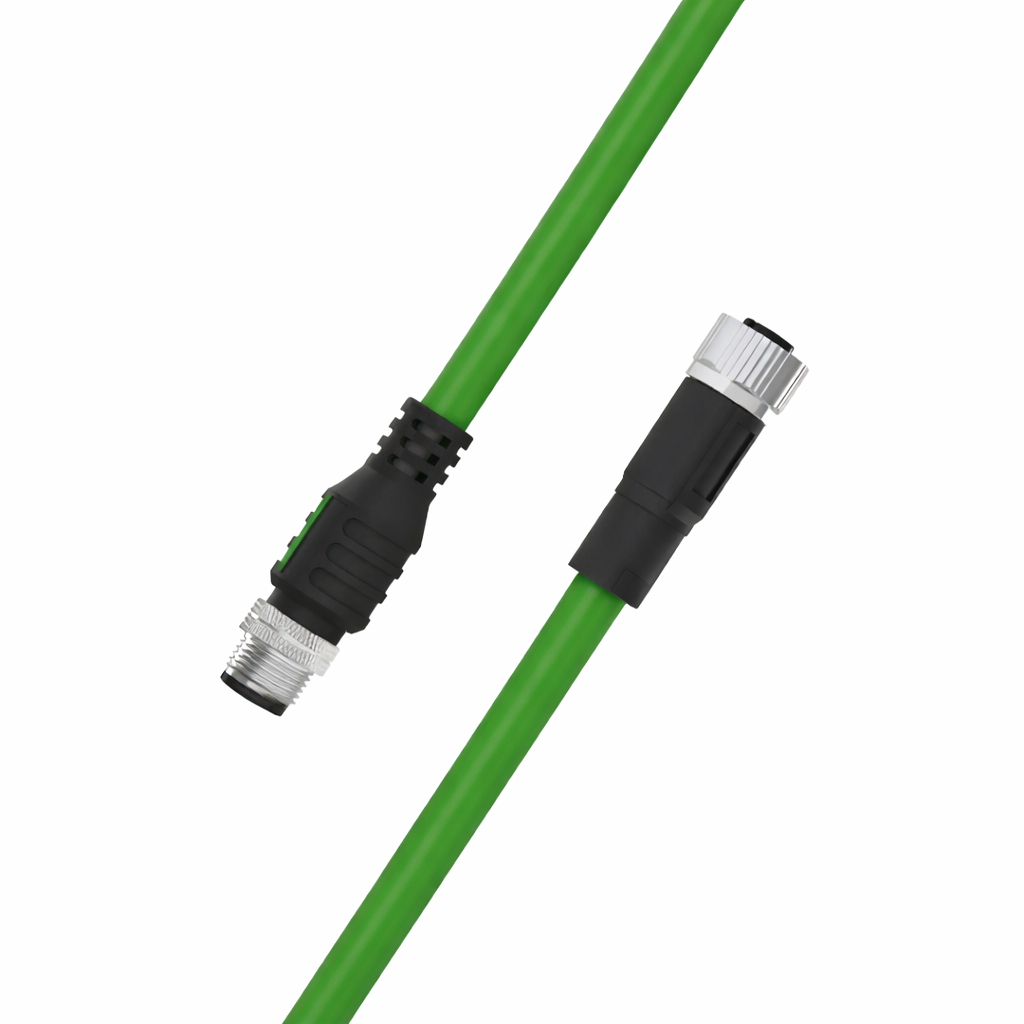 M12 A-coded male to female 3-pin unshielded PUR sensor cable