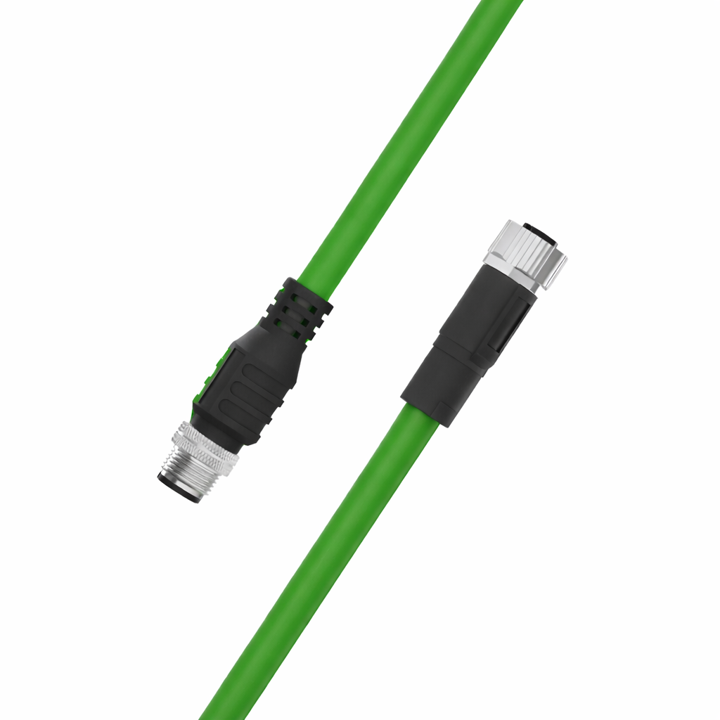 M12 A-coded male to female 5-pin shielded PUR sensor cable