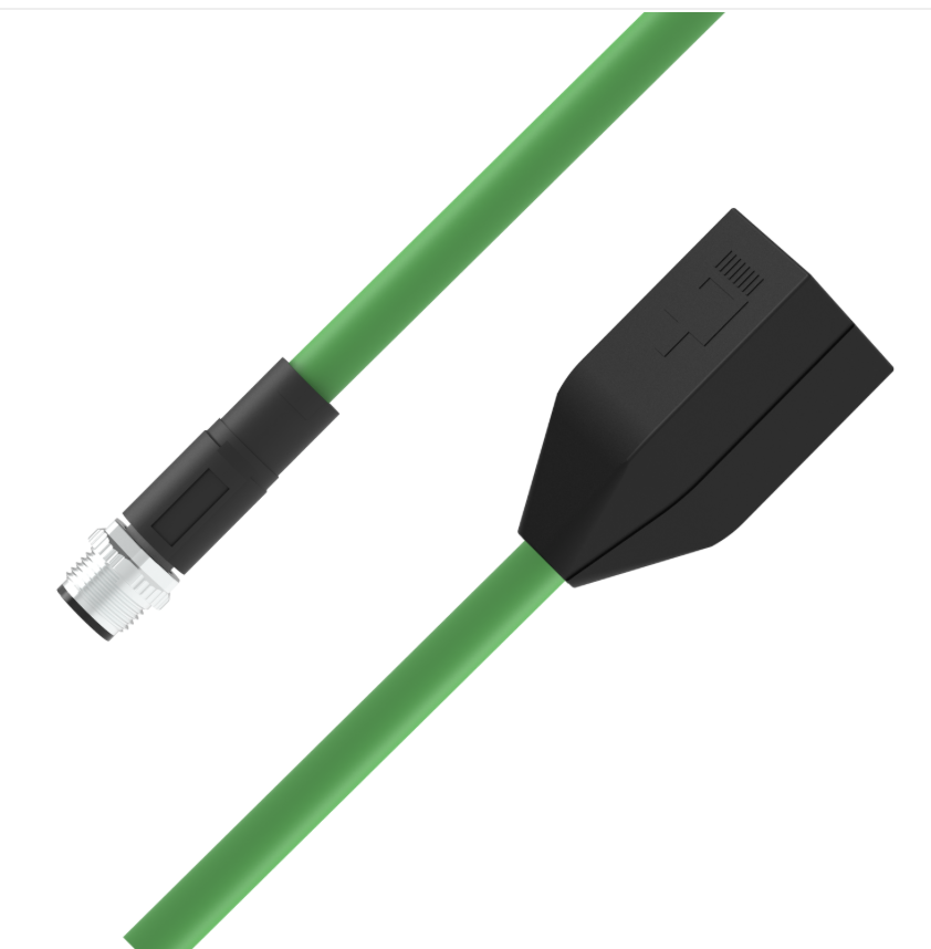 M12 D-coded male to RJ45 female Ethernet cable PUR jacket