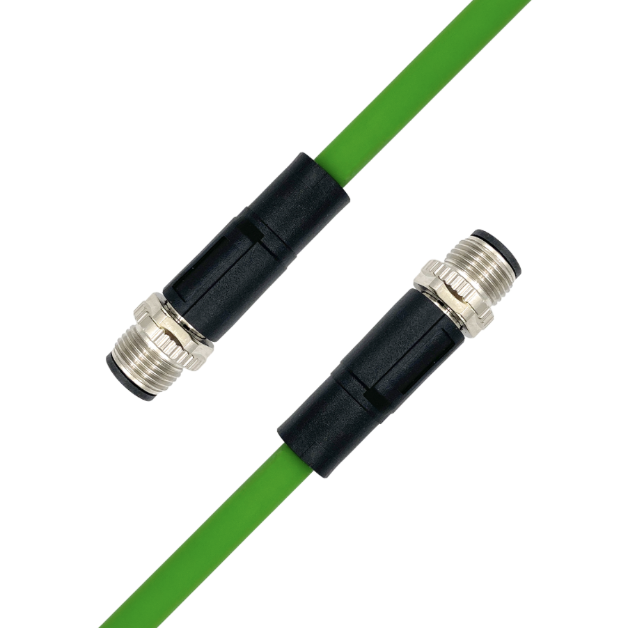 M12 D-coded male to male 4-pin Ethernet cable PUR jacket