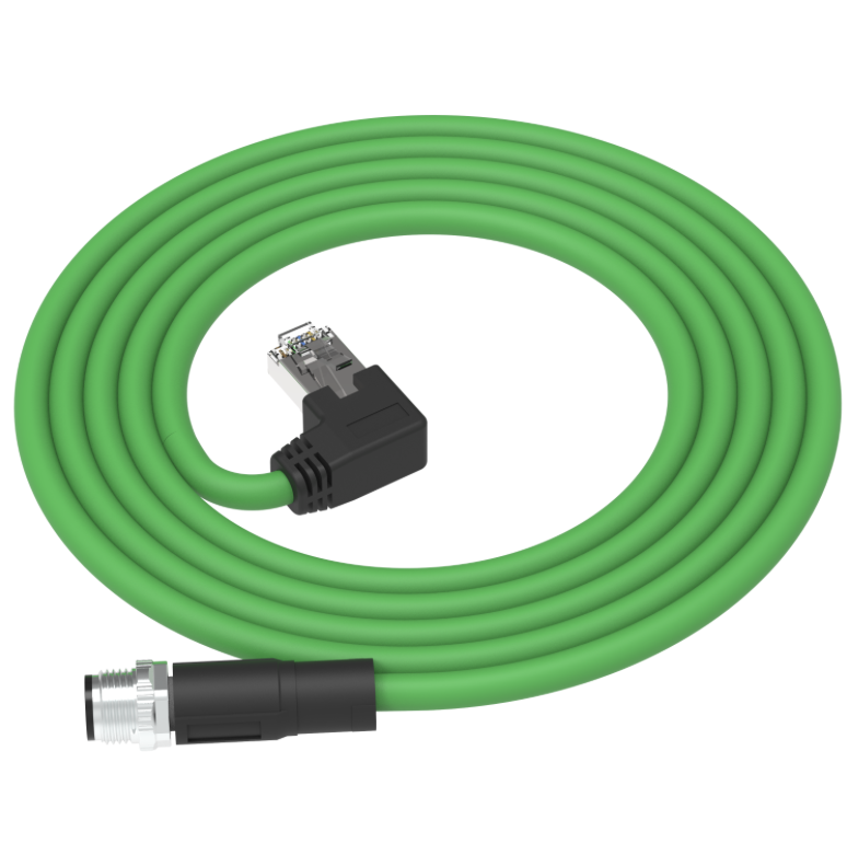 Green cable with USB connector on a white background