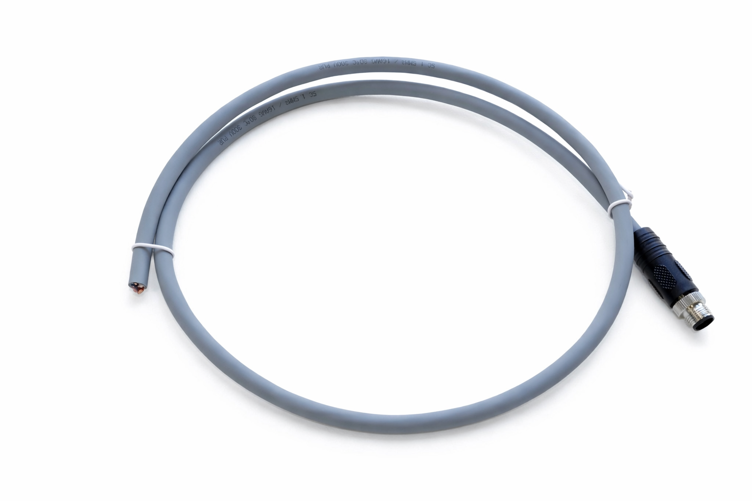 M12 K Code 4 pin male to open end power cable with PUR jacket