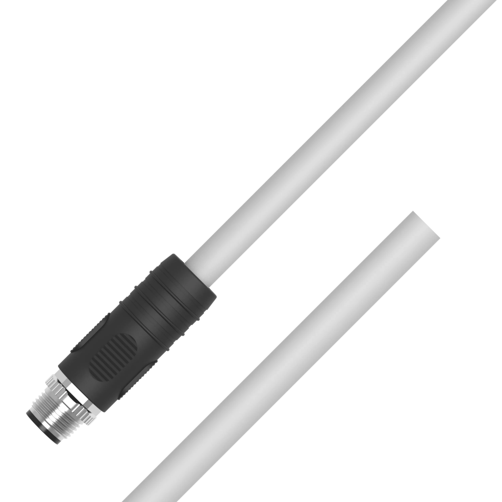 M12 L-coded male 5-pin 4+FE 14AWG shielded power cable with open end