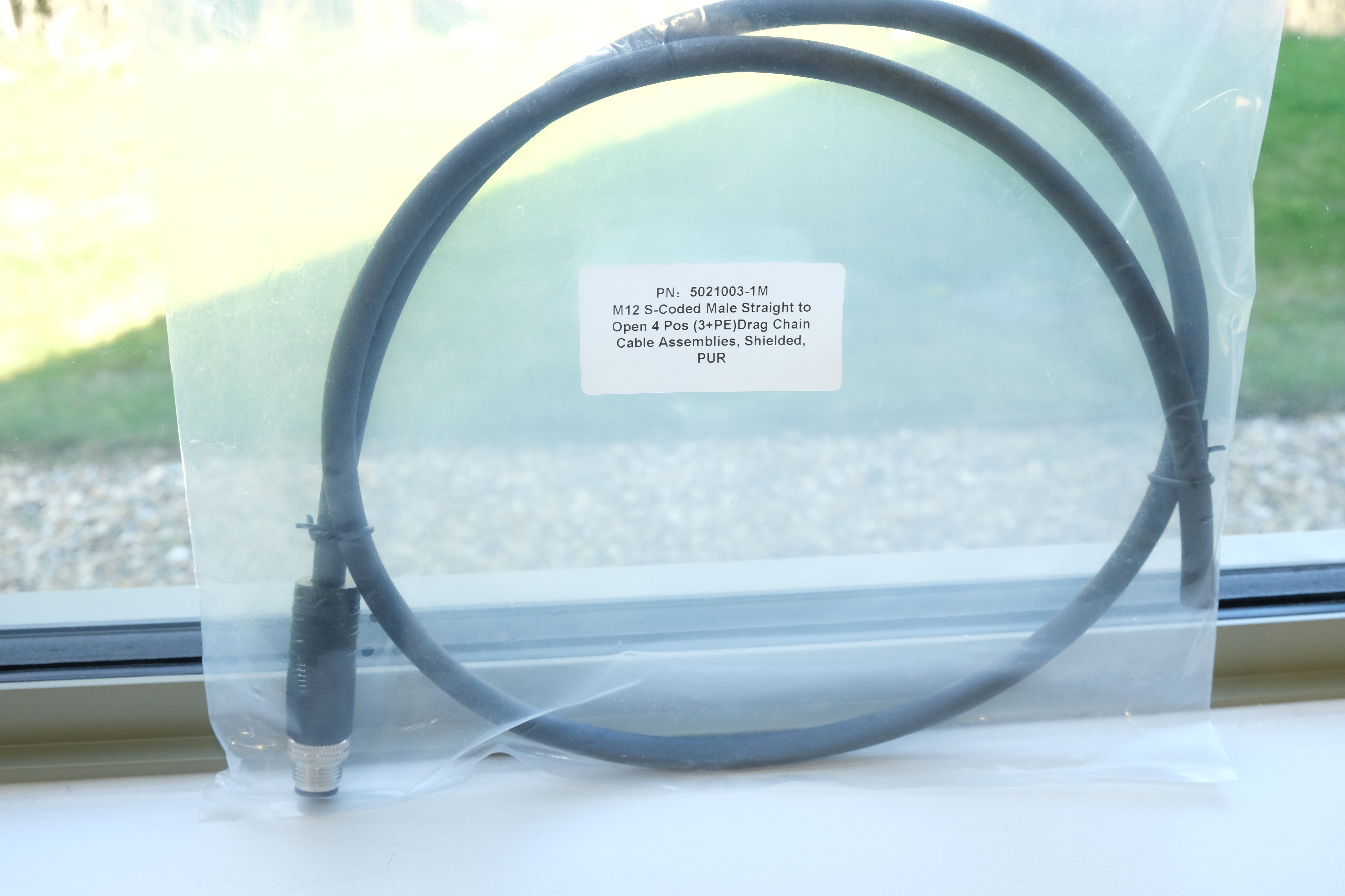 M12 S code male connector straight shielded cable