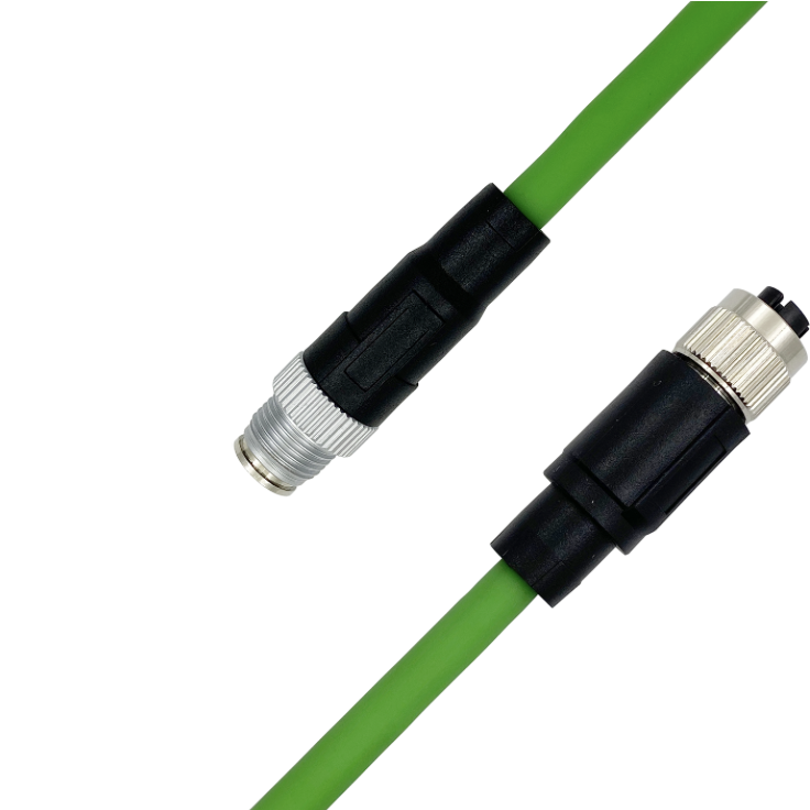 M12 X-coded male to female 10G CAT6A Ethernet cable