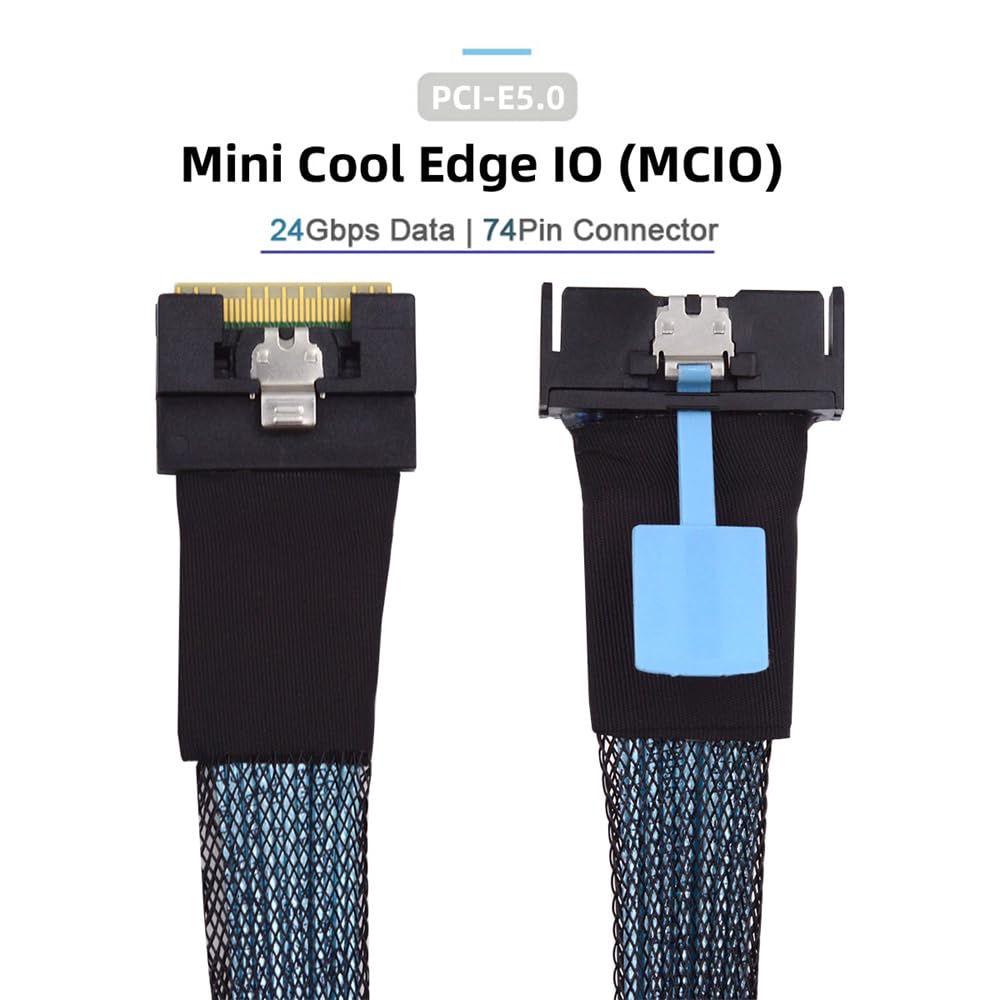 MCIO SFF-8654 SAS 4.0 74Pin Male to PCI-E Slimline 8i 74Pin Male PCI-E 5.0 Mini Cool Edge IO Extender Cable