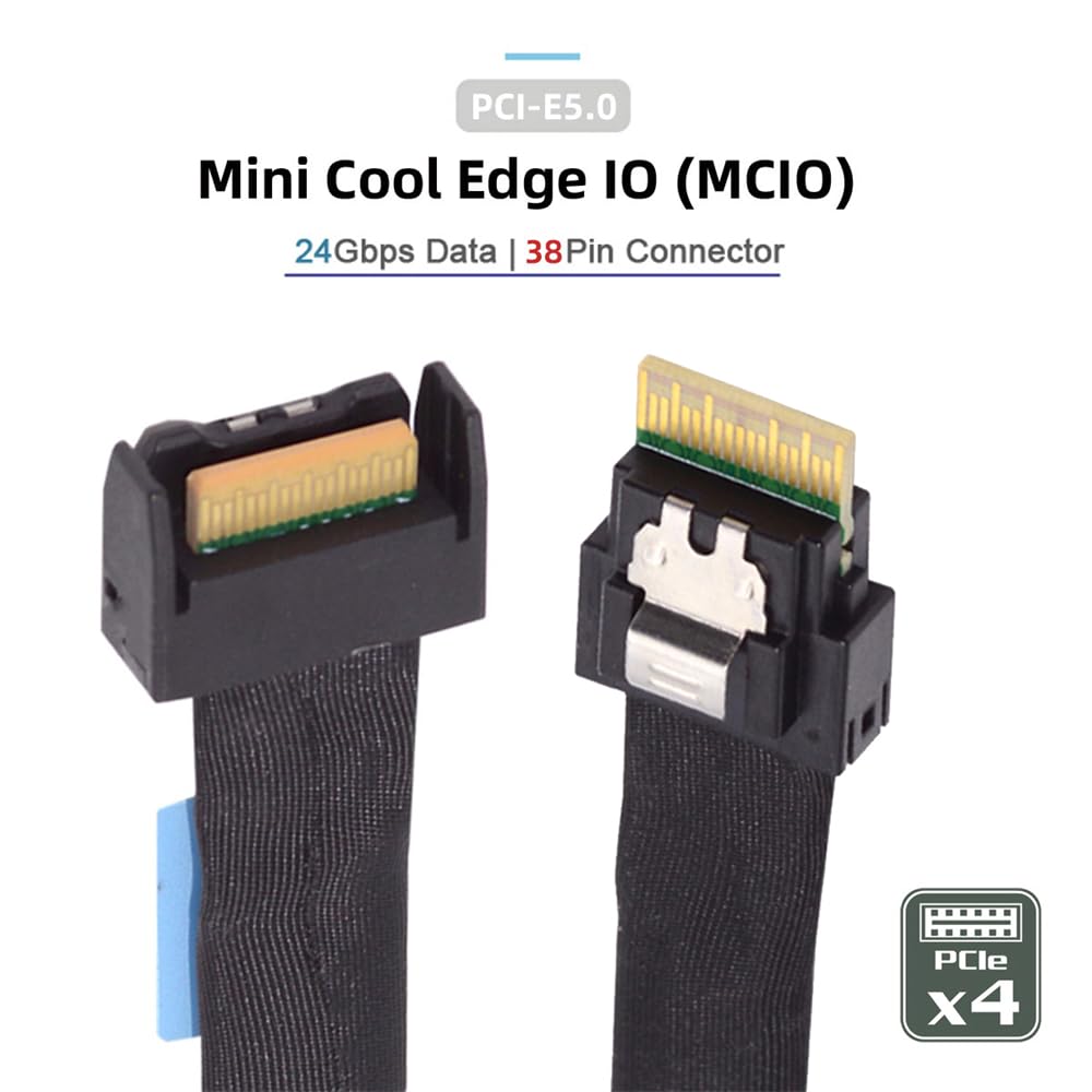 Mini Cool Edge IO MCIO PCI-E 4i 38Pin PCI-E 5.0 Male to SFF-8654 Slimline 4X Extender Cable