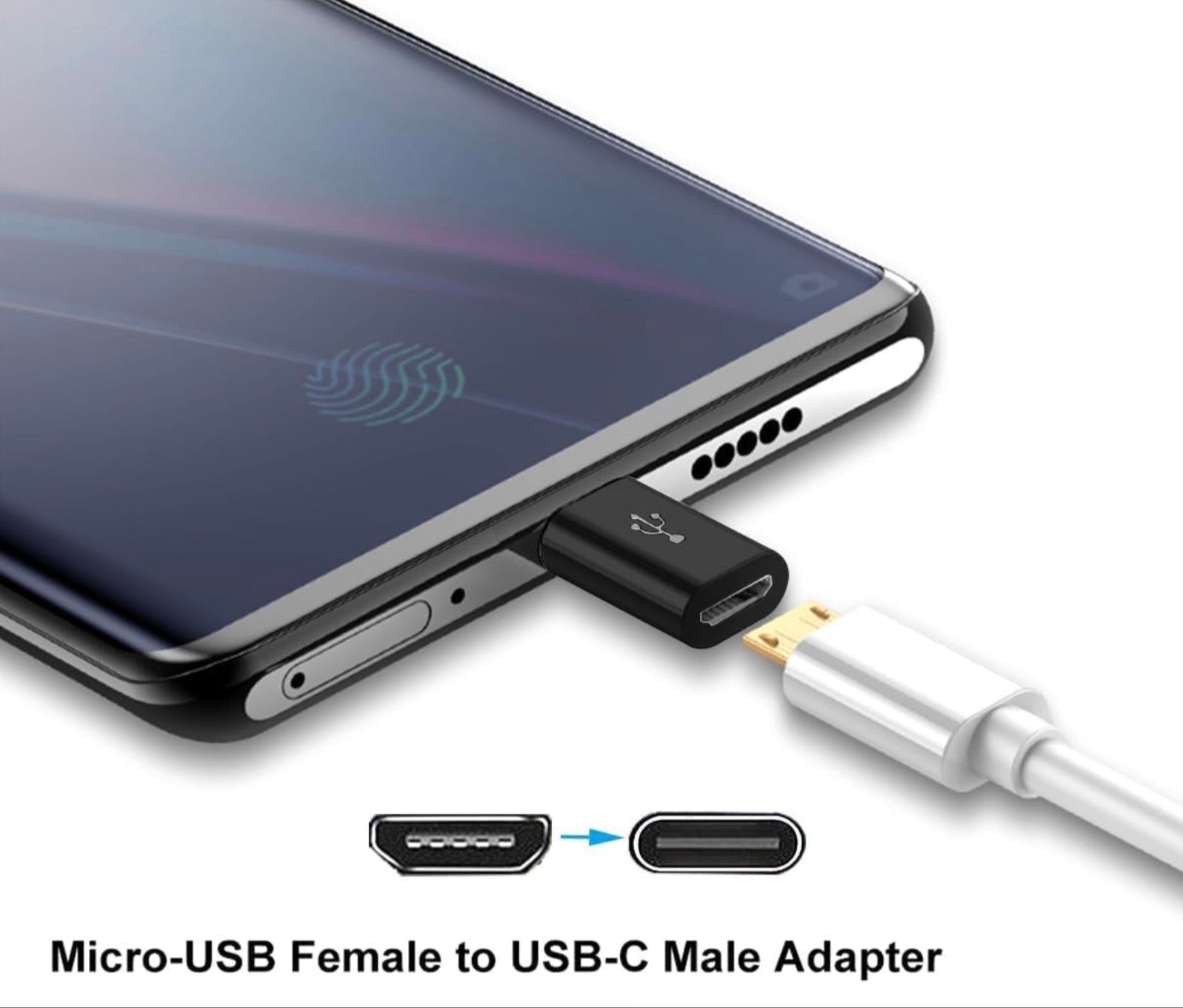 Micro USB female to USB-C male adapter converter for charging and data extension