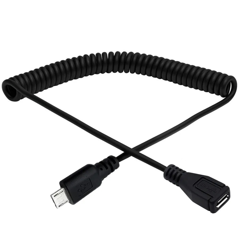 Micro 5Pin USB B Male to Micro Female Coiled Data Charging Extension Cable