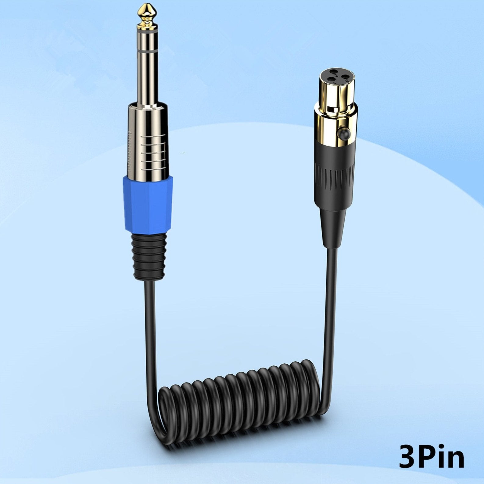 Mini 3 Pin XLR to 6.35mm Stereo Cable, 1/4 inch TRS to Mini Female XLR Microphone Aux Audio Coiled Cord