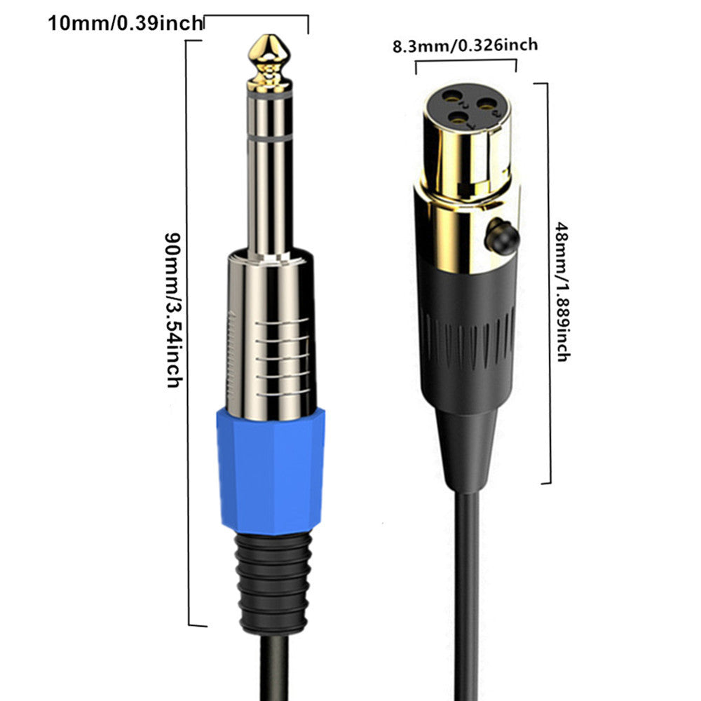 Mini 3 Pin XLR to 6.35mm Stereo Cable, 1/4 inch TRS to Mini Female XLR Microphone Aux Audio Coiled Cord