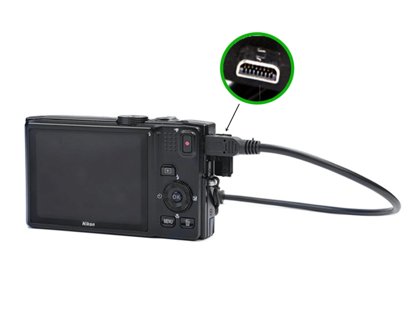 Mini USB 5 pin female to 8 pin Mini-B male data sync and power supply camera cable