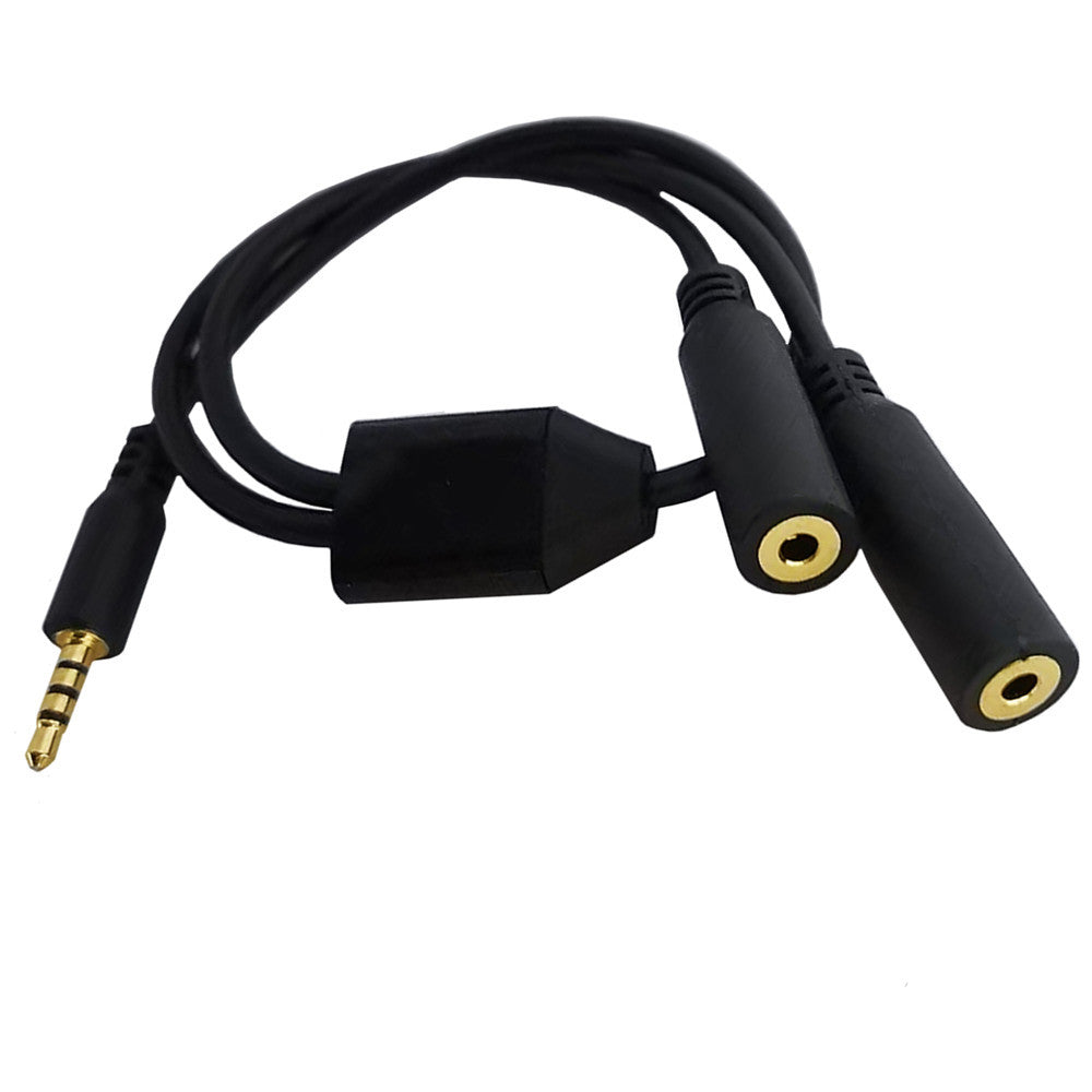 2.5mm Male to Dual 2.5mm Female TRRS Y Splitter Audio Microphone Extension Cable