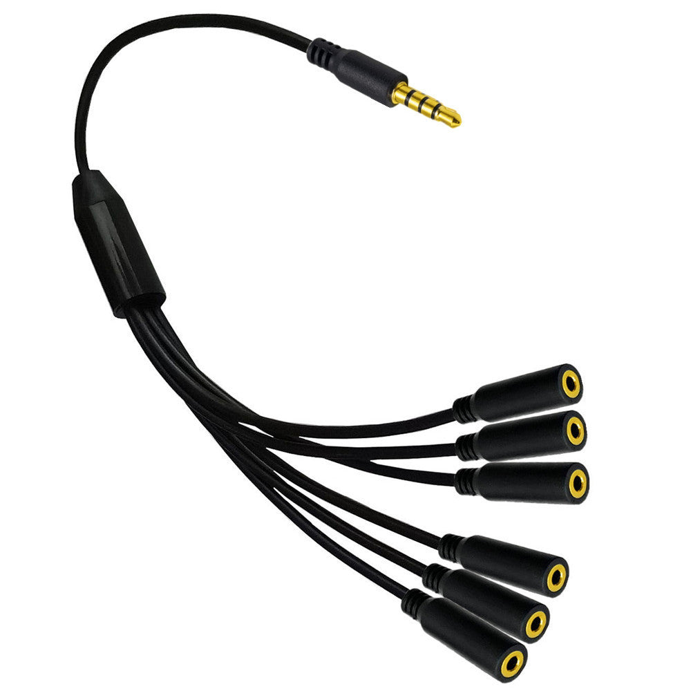 3.5mm (1/8") TRRS 4-Pole/3-Rings Male to 6x Female 3.5mm TRRS 4-Pole Stereo Splitter Audio Cable