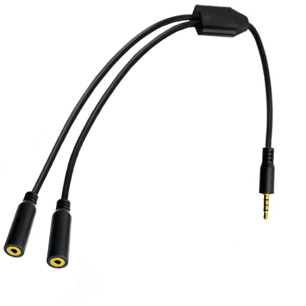 2.5mm Male to Dual 2.5mm Female TRRS Y Splitter Audio Microphone Extension Cable