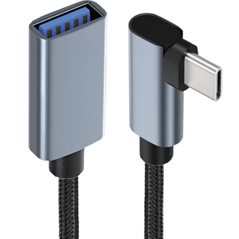 USB C 3.1 Angle Male to USB 3.0 A Female OTG Extension Cable 0.3m