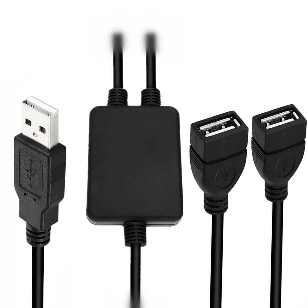 USB 2.0 A Male to Dual Female Extension Data Charging Cable Y Splitter 1m