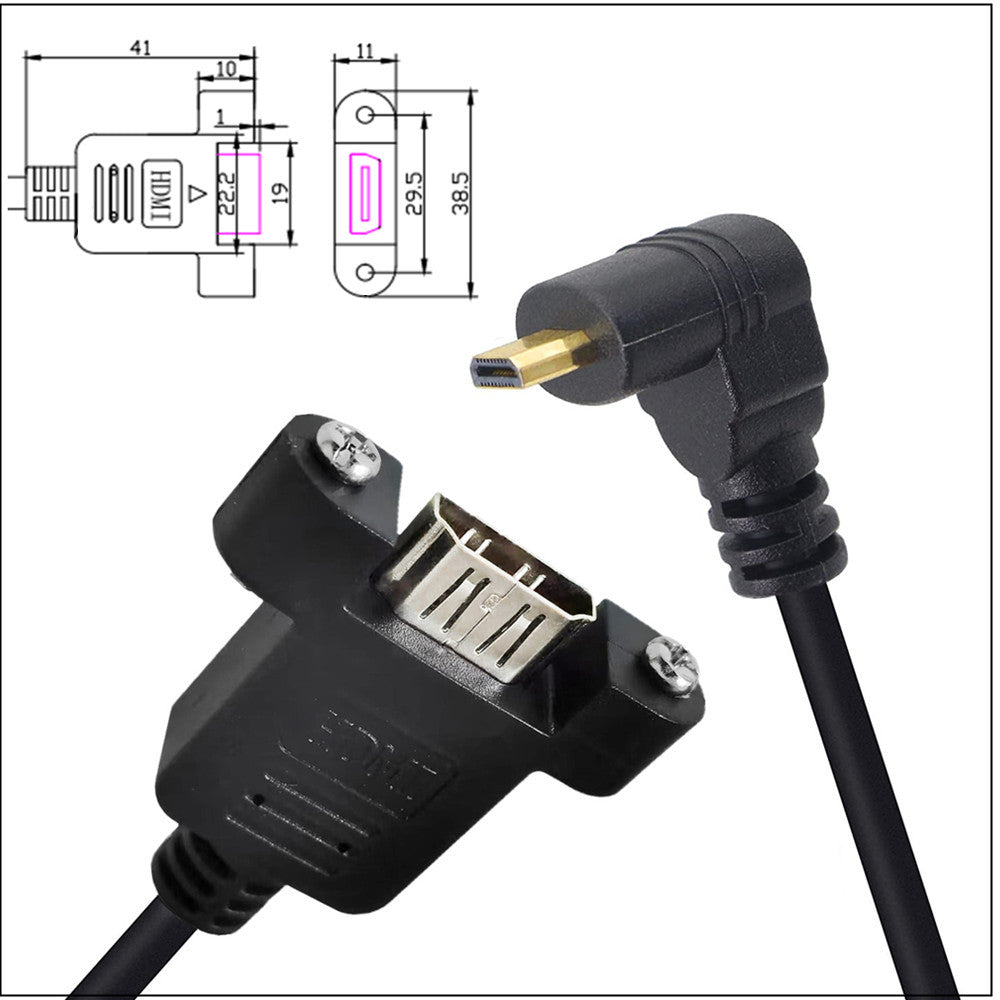 Micro Hdmi 2.0 Male to HDMI Female Panel Mount 4K Cable