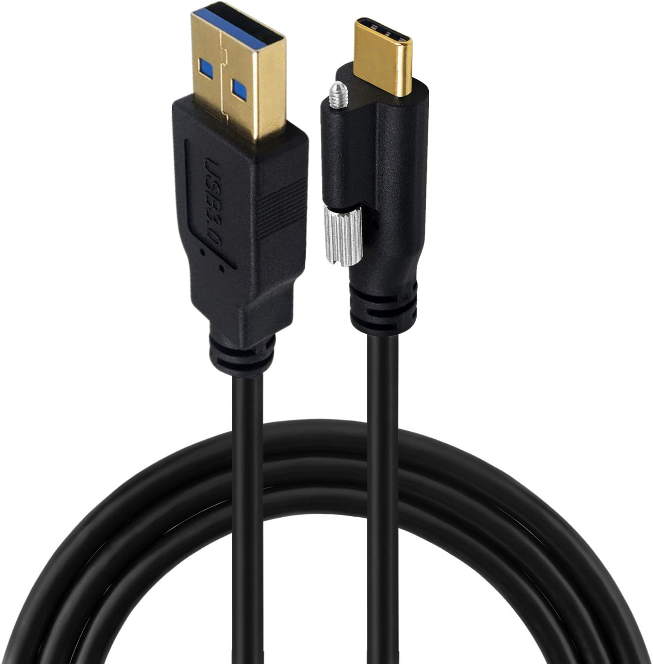 USB 3.0 A Male to USB-C Male Cable, Single Screw Locking, High Speed
