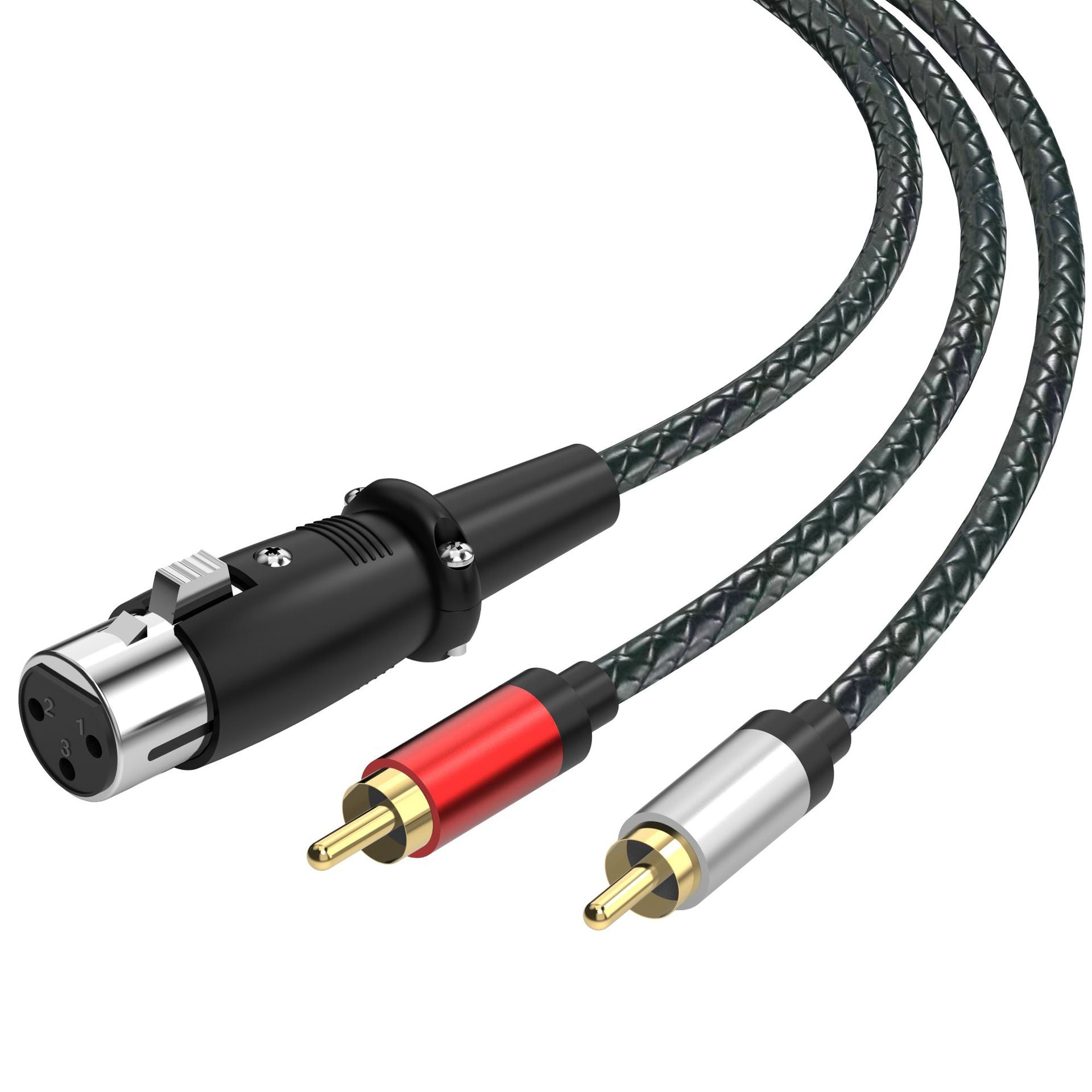 XLR Female to Dual RCA Male Y Splitter Cable – 3 Pin XLR to 2 RCA Stereo Audio Adapter