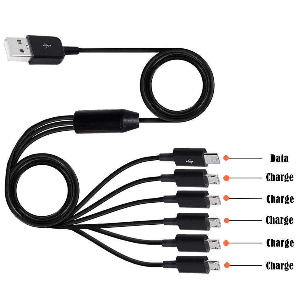 USB 2.0 A Type to 6 x Micro USB Data Charge Y Cable 1.5m