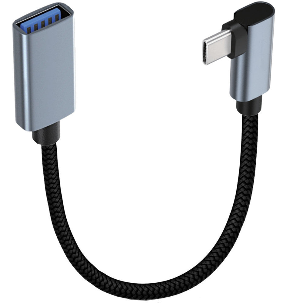 USB C 3.1 Angle Male to USB 3.0 A Female OTG Extension Cable 0.3m