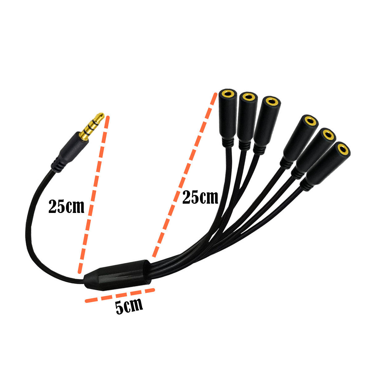 3.5mm (1/8") TRRS 4-Pole/3-Rings Male to 6x Female 3.5mm TRRS 4-Pole Stereo Splitter Audio Cable