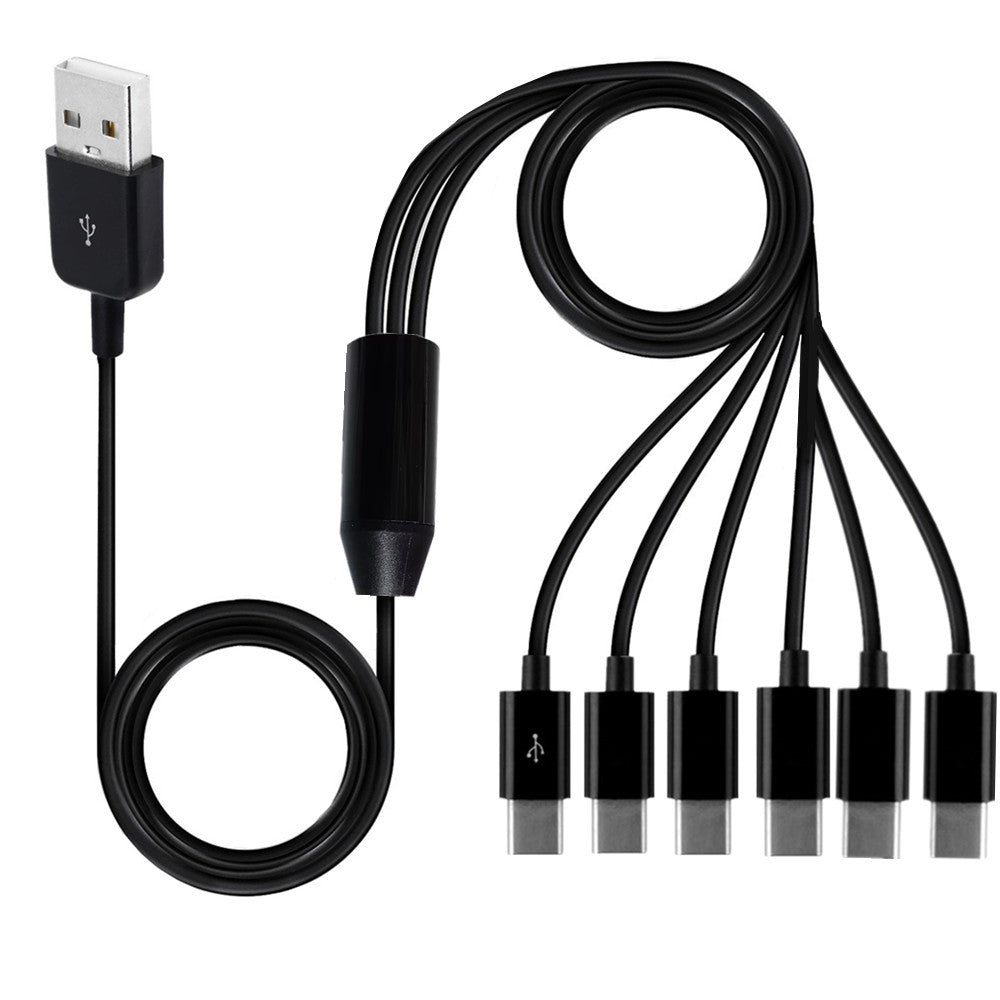USB 2.0 Type A to 6 x USB C Data Charge Y Splitter 1.5m