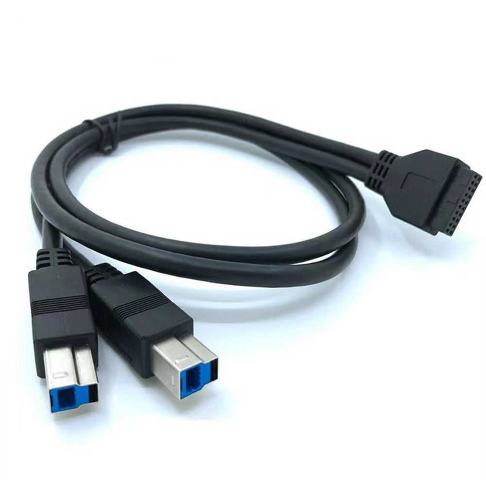 USB 3.0 19 Pin Female to Dual USB Type B Male Printer Splitter Cable