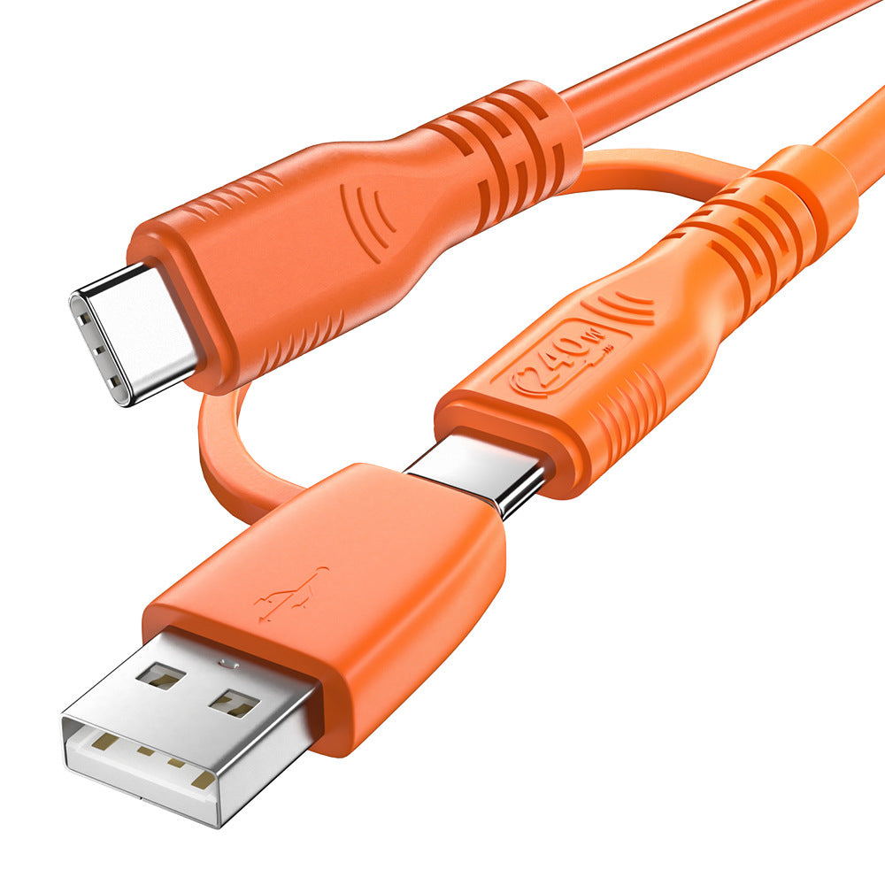 240W USB-A to USB-C Fast Charging Cable – High-Speed Data Transfer, Durable Orange Design