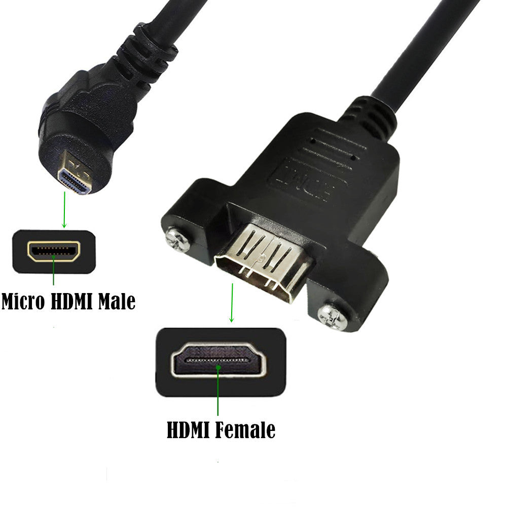 Micro Hdmi 2.0 Male to HDMI Female Panel Mount 4K Cable