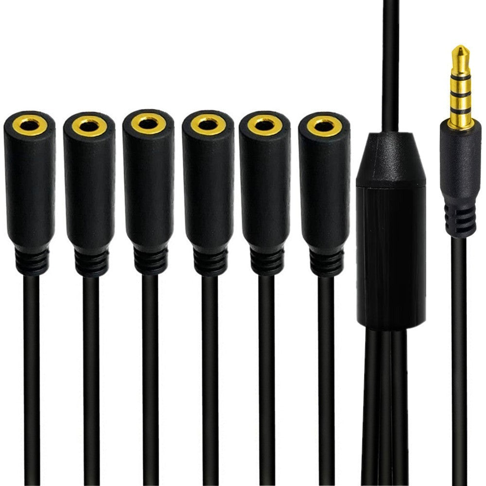 3.5mm (1/8") TRRS 4-Pole/3-Rings Male to 6x Female 3.5mm TRRS 4-Pole Stereo Splitter Audio Cable
