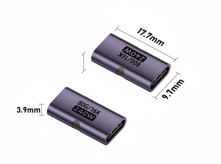 USB-C Female to Female Adapter 240W 80Gbps 8K Mini Type-C Coupler