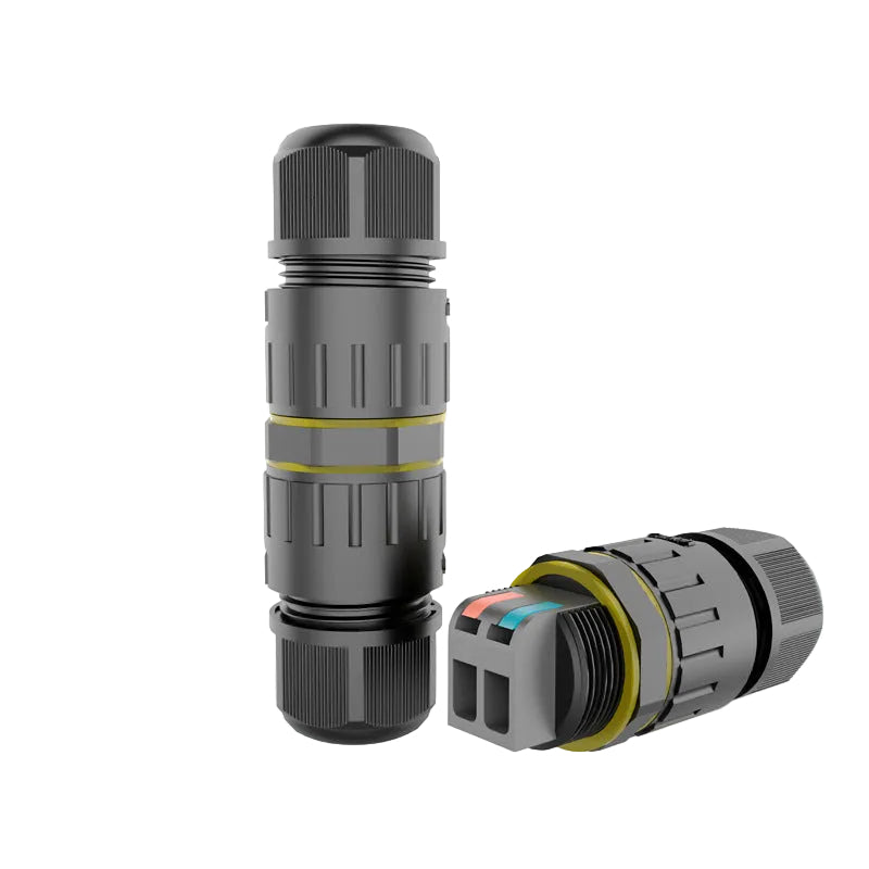 M20 2 Pin Waterproof Cable Connector – IP68 Quick Press Inline Coupler
