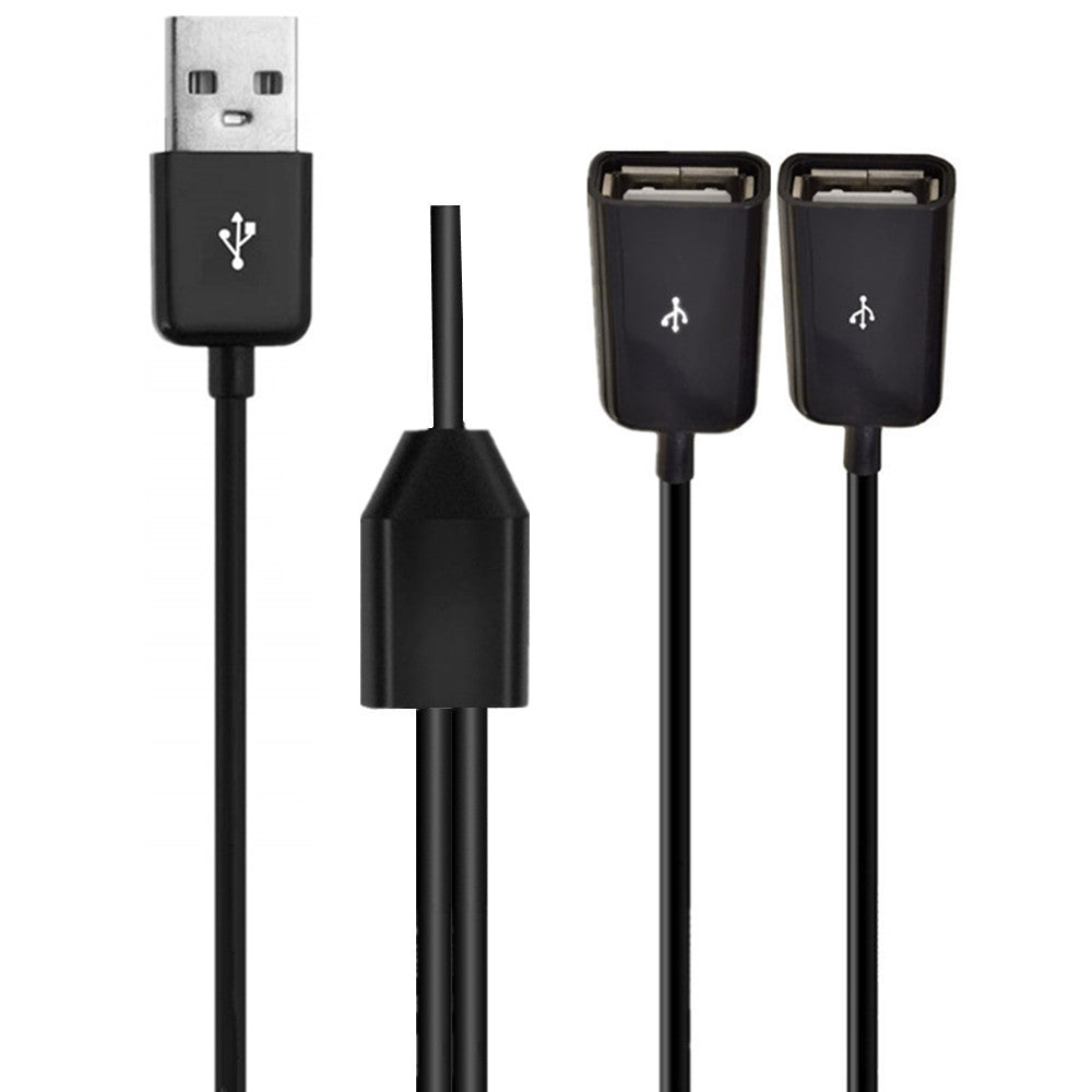 USB 2.0 A Male to Dual Female Data Extension Cable Y Splitter 0.5m