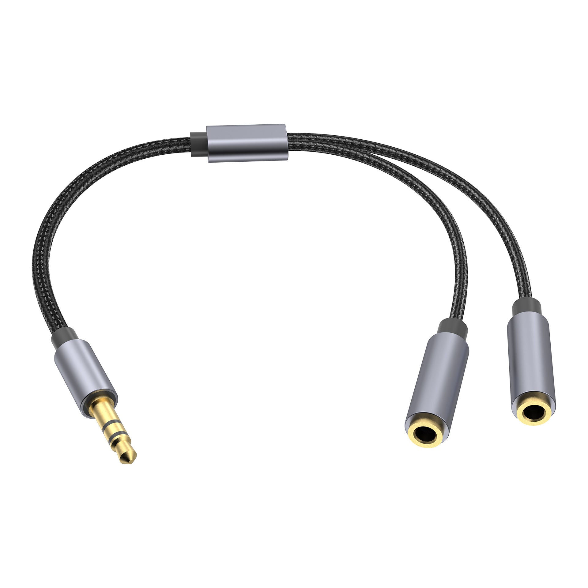 3.5mm Audio Splitter Cable – 1 Male to 2 Female Braided Headphone Adapter