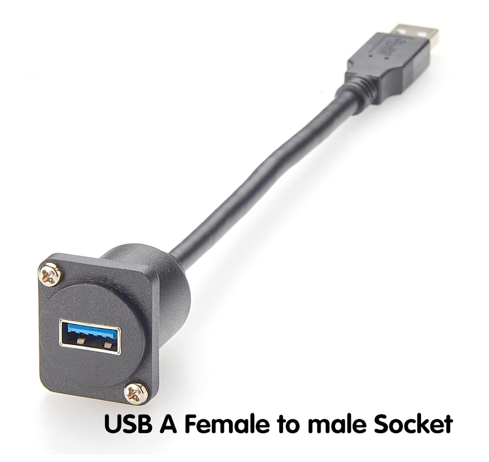 USB A female to male socket with Plinkwirekb branding on a white background