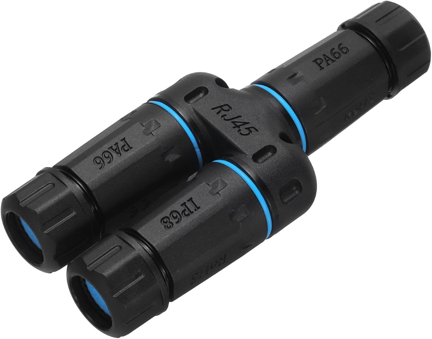 Waterproof RJ45 Coupler, Female to Female 1 in 2 Out Splitter IP68 Ethernet Outdoor LAN Connector Cable