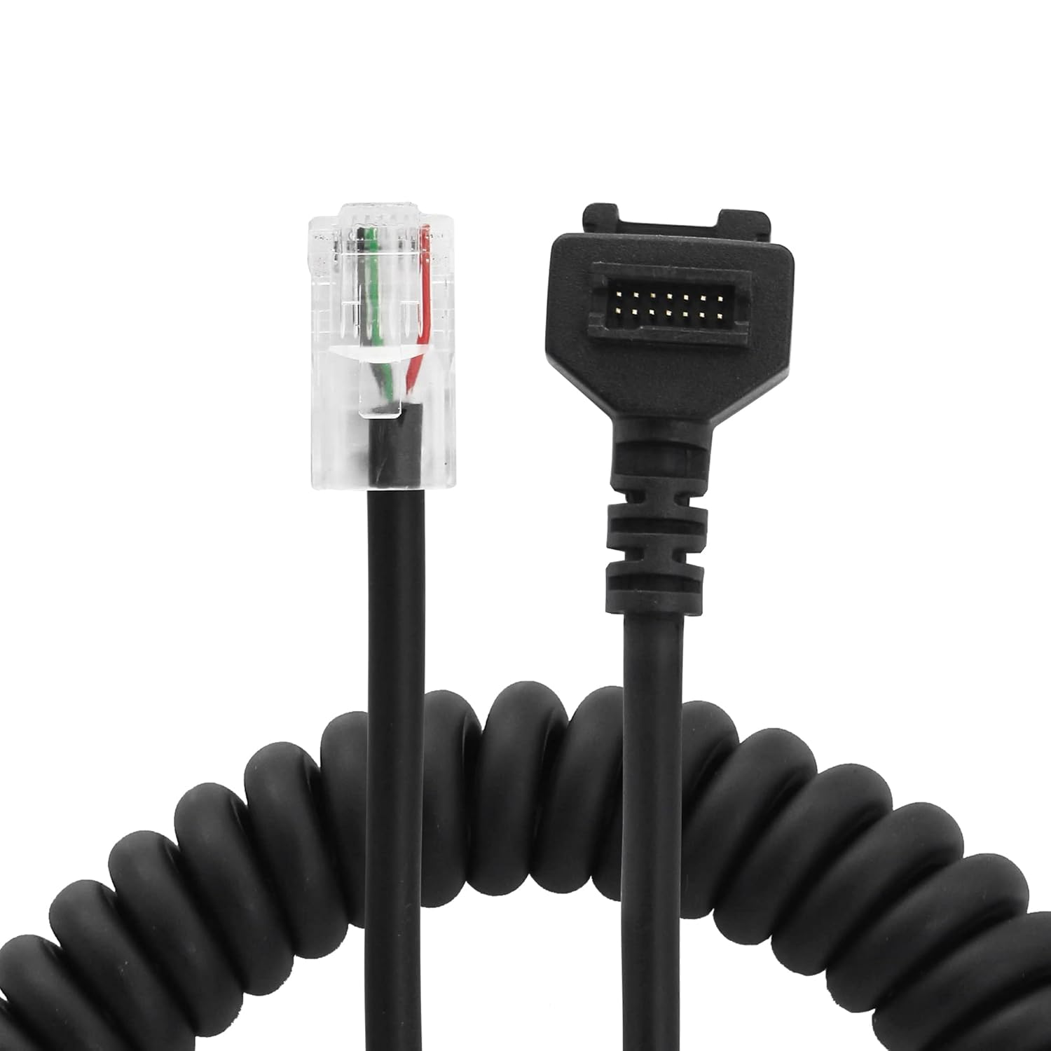 RJ45 8P8C to 14-pin 1.27mm IDC coiled scanner cable for Verifone VX810